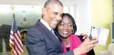 The picture consist of Auma with her brother 